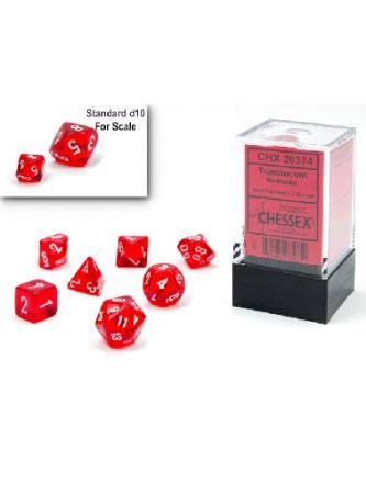 MINI SET 7 DADI TRASPARENTI ROSSI/BIANCHI