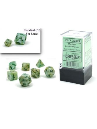 MINI SET 7 DADI MARMO VERDE/VERDE SCURO