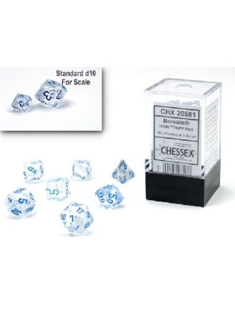 MINI SET 7 DADI BOREALIS GLACIALI/BLU