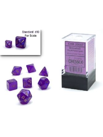MINI SET 7 DADI BOREALIS ROYAL PURPLE/ORO