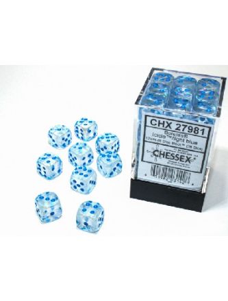 SET 36 DADI 6F. 12MM. BOREALIS GLACIALI/BLU