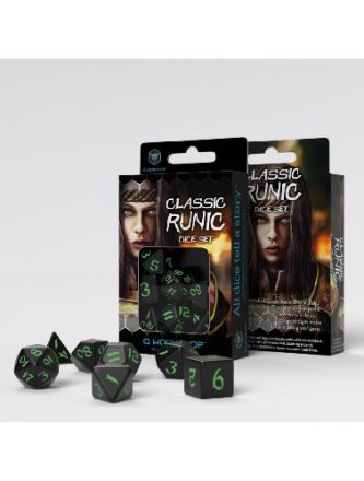 CLASSIC RUNIC BLACK & GREEN DICE SET