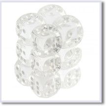 SET 12 DADI 6 F. 16 MM. TRASP. CLEAR