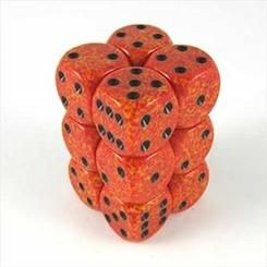 SET 12 DADI 6 F. 16 MM. SPECKLED FUOCO