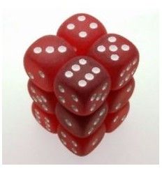 SET 12 DADI 6F. 16 MM. FROSTED ROSSI/B