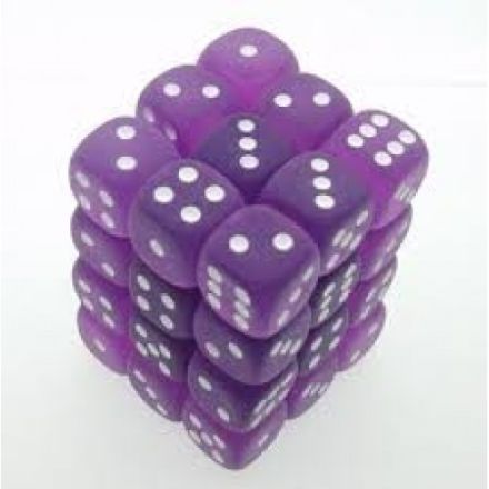 SET 36 DADI 6F. 12MM. FROSTED VIOLA/BIAN