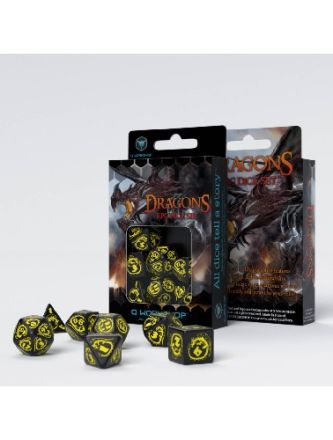 SET 7 DADI DRAGO NERI/GIALLI