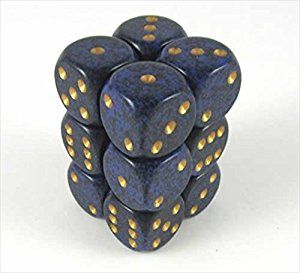 SET 12 DADI 6 F. 16 MM. SPECK.GOLD COBAL