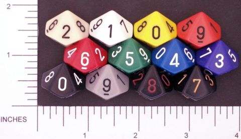 SACCHETTO 50 DADI OPACHI 10 FACCE VARI