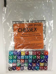 SACCHETTO 50 DADI 6 F. 12 MM. TRASP.