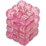 SET 36 DADI 6 F. 12 MM. FROSTED ROSA