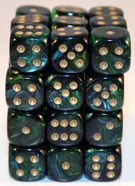 SET 36 DADI 6 F. 12 MM. SCARABEO GIADA