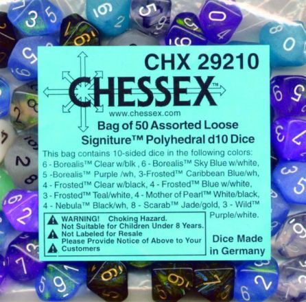 SACCHETTO 50 DADI 10 FACCE MANAGER. VARI