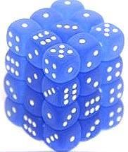 SET 36 DADI 6 F. 12 MM. FROSTED BLU