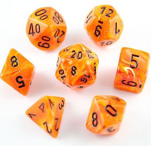 SET 7 DADI VORTEX ARANCIONI