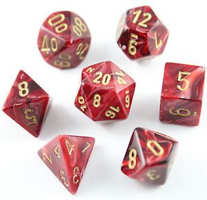 SET 7 DADI VORTEX BURGUNDY/ORO