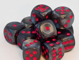 SET 12 DADI 6 F. 16 MM. VELLUTO NERI