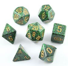 SET 7 DADI SPECKLED GOLDEN RECON