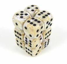 SET 12 DADI 6 F. 16 MM. MARMO AVORIO