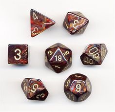 SET 7 DADI SCARABEO SANGUE/ORO