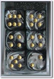 SET 12 DADI 6 F. LUSTROUS NERI/ORO