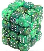 SET 36 DADI 6 F. LUSTROUS VERDI/ARGENTO