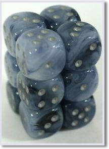 SET 12 DADI 16 MM. PHANTOM NERO/ARGENTO