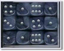 SET 36 DADI 12 MM. PHANTOM NERI/ARGENTO