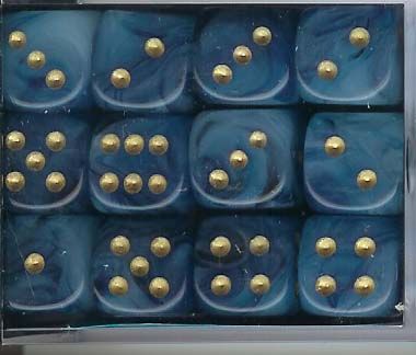 SET 36 DADI 12 MM. PHANTOM VERDE-AZZURRO