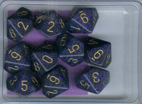 SET 10 D10 SPECKLED COBALTO DORATO