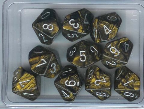 SET 10 D10 FOGLIA NERI/ORO/ARGENTO