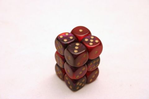 SET 12 DADI 16 MM. GEMINI VIOLA-ROSSO