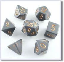 SET 7 DADI OPACHI GRIGIO SCURO/RAME