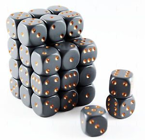 SET 36 DADI 12 MM. OPACHI GRIGIO S./RAME