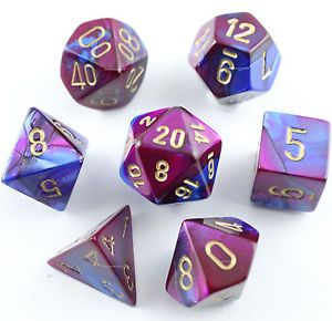 SET 7 DADI GEMINI 2 BLU-VIOLA/ORO