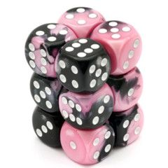 SET 12 DADI 16 MM. GEMINI 2 NERI-ROSA/B.