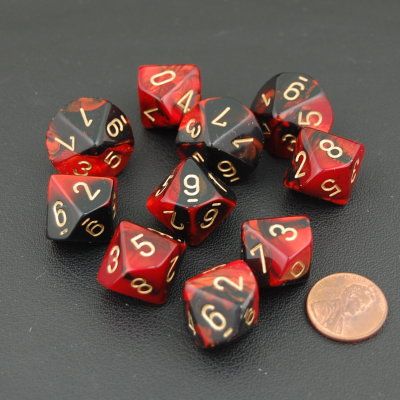 SET 10 D10 GEMINI 3 NERI ROSSO/ORO