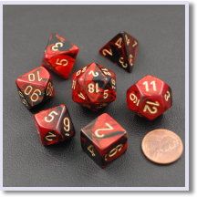 SET 7 DADI GEMINI 3 NERI ROSSO/ORO