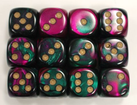 SET 12 DADI 16 MM. GEMINI3 VERDI VIOLA/O