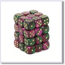 SET 36 DADI 12 MM. GEMINI3 VERDI VIOLA/O