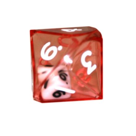 DADO D10 DOPPIO TRASPARENTE ROSSO