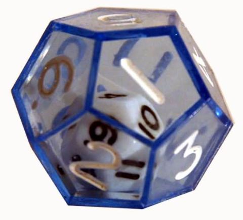 DADO D12 DOPPIO TRASPARENTE BLU