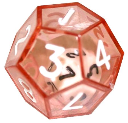 DADO D12 DOPPIO TRASPARENTE ROSSO