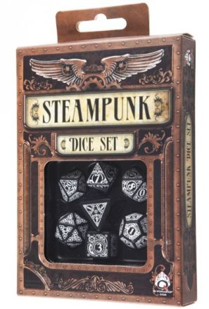 SET 7 DADI STEAMPUNK NERI/BIANCHI