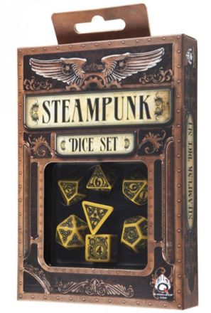 SET 7 DADI STEAMPUNK GIALLI/NERI