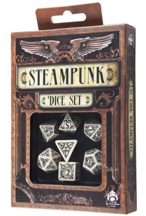 SET 7 DADI STEAMPUNK BEIGE/NERI