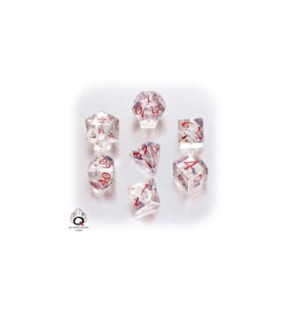 SET 7 DADI TRASPARENTI BLU/ROSSI