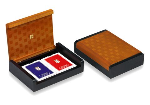 PORTACARTE 2 MAZZI MARRONE