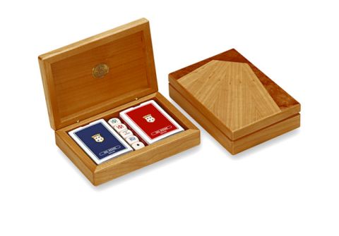 PORTACARTE + DADI CILIEGIO INTARSIO