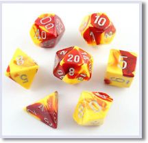 SET 7 DADI GEMINI 5 ROSSO-GIALLI/ARGENTO